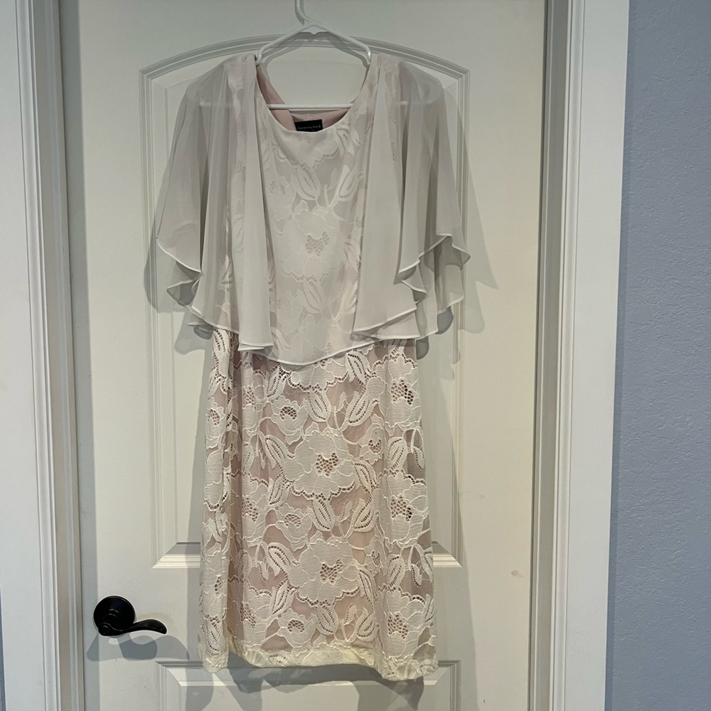 Elegant Lace Dress with Sheer Overlay size 10 nwot
